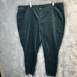 Talbots Women Velvet Jeggings Pants Size 20W Green Flawless Five Pocket Stretch